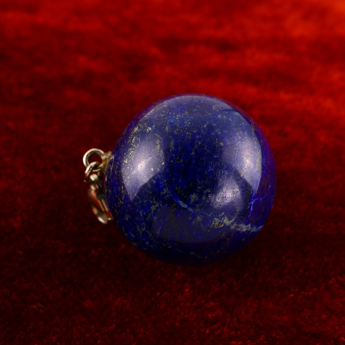 Großer Lapislazuli Kugelanhänger Ø3,0cm mit 925er Silber Vergoldet Karabiner - 47,6g