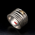 Mauboussin Kiff and Kiss Ring 925er Silber 18kt Gold & Diamanten RG 58 / 18,4mm