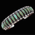 Navajo 925 Sterling Silber Needlepoint Jade / Nephrit Armreif Armspange 17cm Alt Vintage