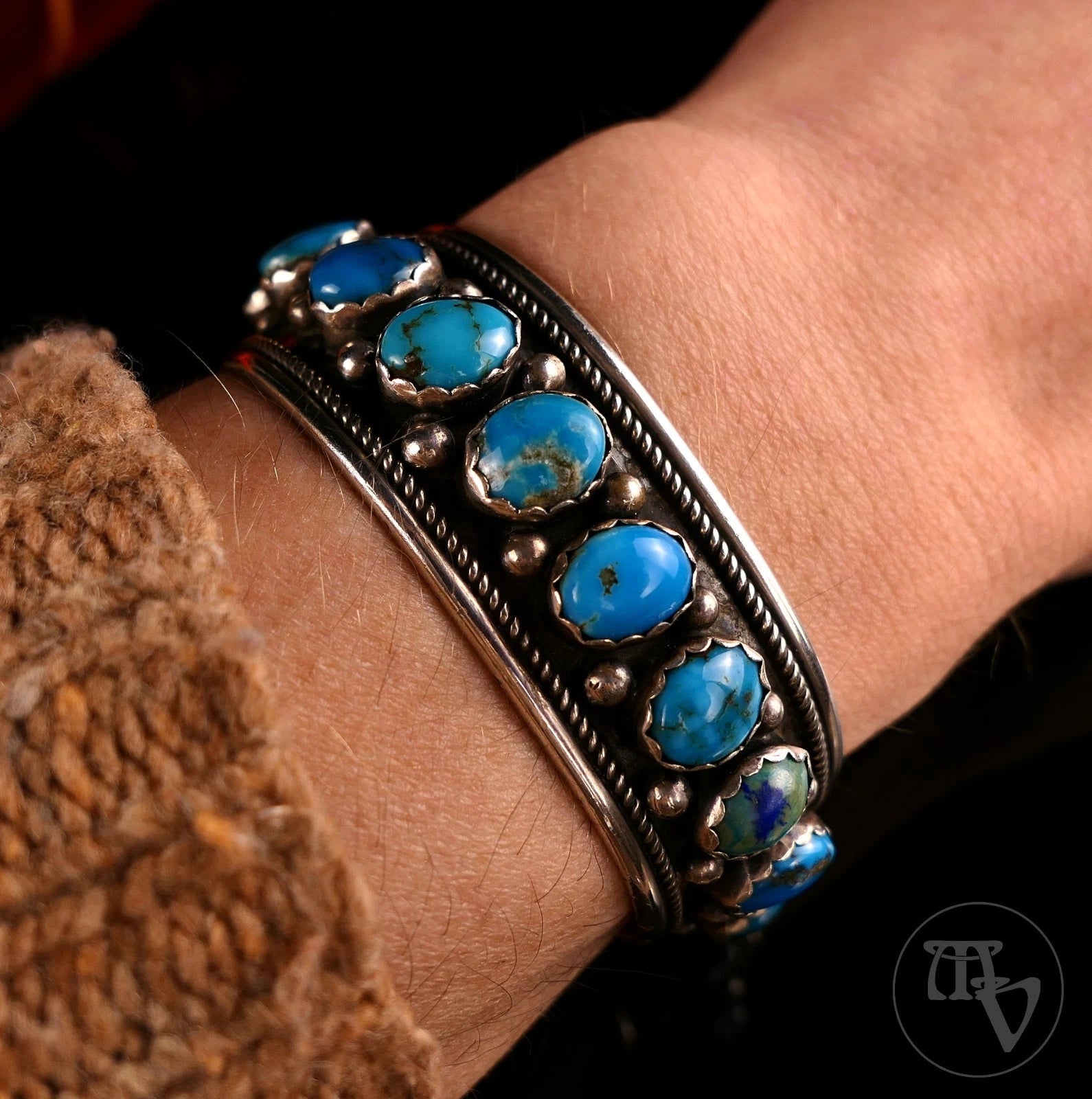 Ray Begay Navajo 925 Sterling Silber Türkis Armreif Armspange 17cm Alt Vintage