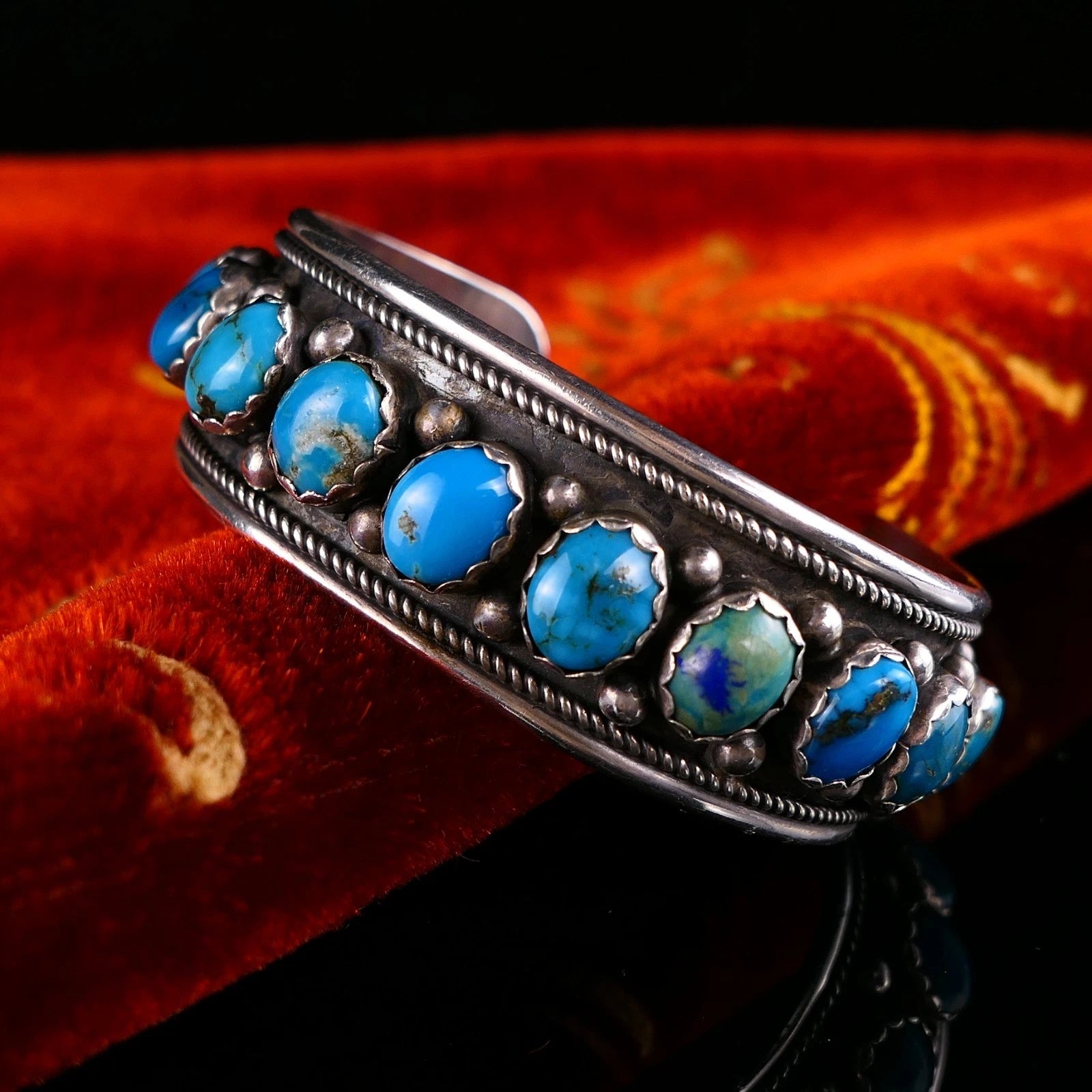 Ray Begay Navajo 925 Sterling Silber Türkis Armreif Armspange 17cm Alt Vintage