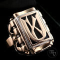 Antiker Monogrammring Siegelring Initialen KU/ UK Silberring 800 Silber & min. 333 Gold RG  66 (21,0 mm Ø) Vintage Alt