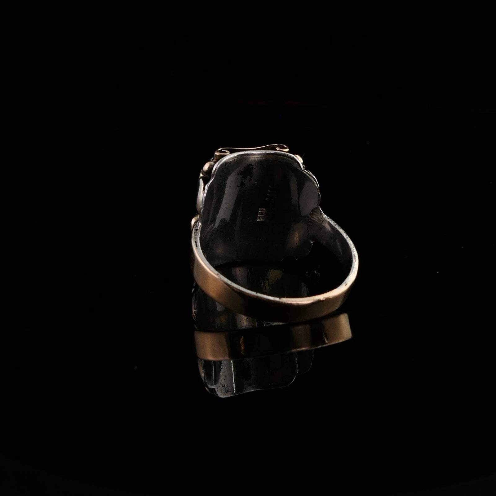 Antiker Monogrammring Siegelring Initialen KU/ UK Silberring 800 Silber & min. 333 Gold RG  66 (21,0 mm Ø) Vintage Alt