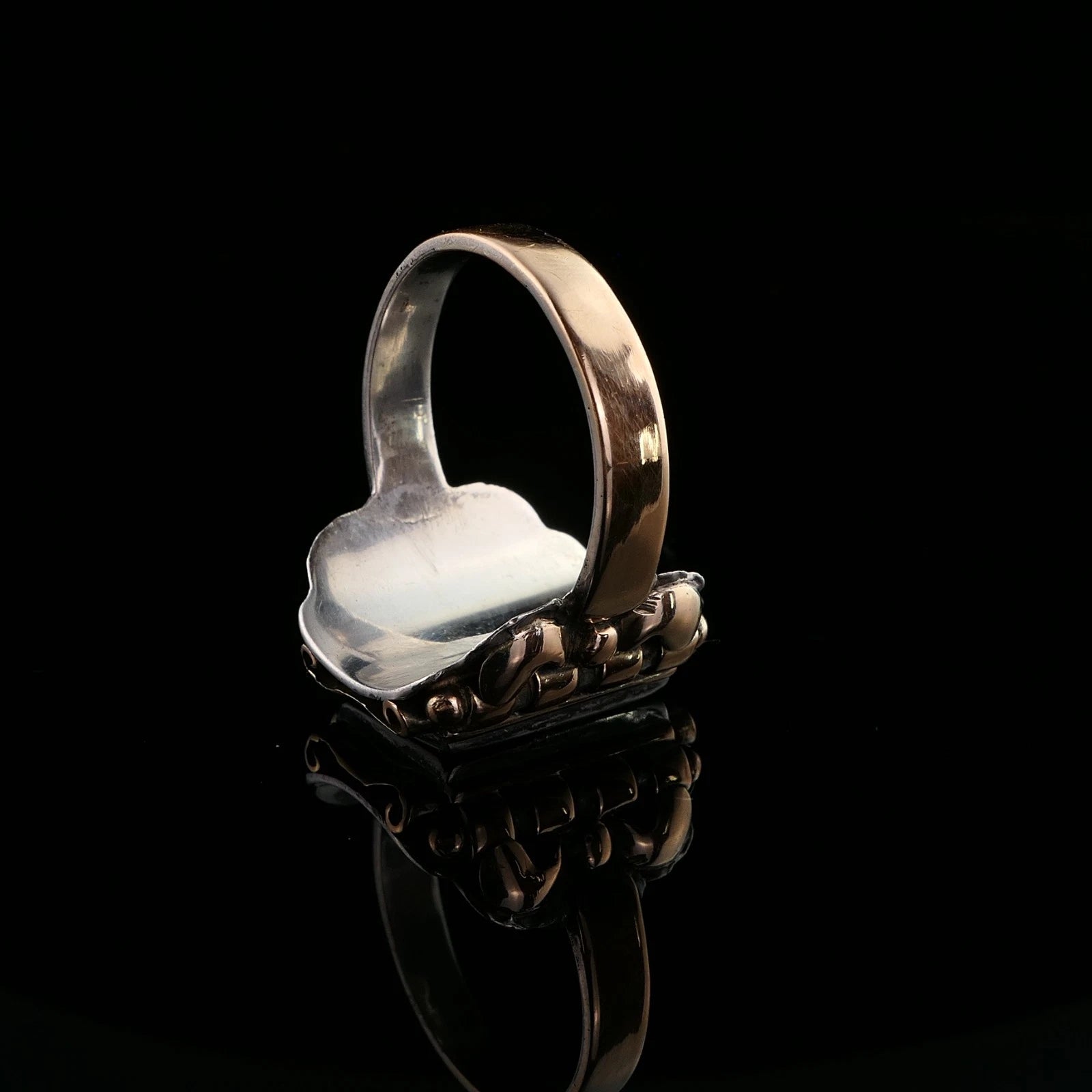 Antiker Monogrammring Siegelring Initialen KU/ UK Silberring 800 Silber & min. 333 Gold RG  66 (21,0 mm Ø) Vintage Alt
