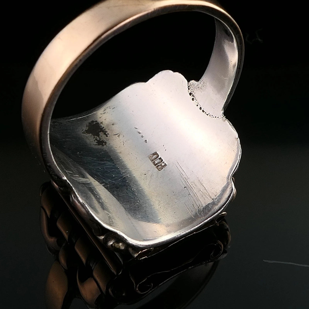 Antiker Monogrammring Siegelring Initialen KU/ UK Silberring 800 Silber & min. 333 Gold RG  66 (21,0 mm Ø) Vintage Alt