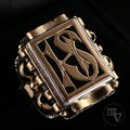 Antiker Monogrammring Siegelring Initialen HS/ SH Silberring min. 800 Silber & min. 333 Gold RG 63 (20,0 mm Ø) Vintage Alt