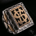 Antiker Monogrammring Siegelring Initialen HS/ SH Silberring min. 800 Silber & min. 333 Gold RG 60 (19,1 mm Ø) Vintage Alt