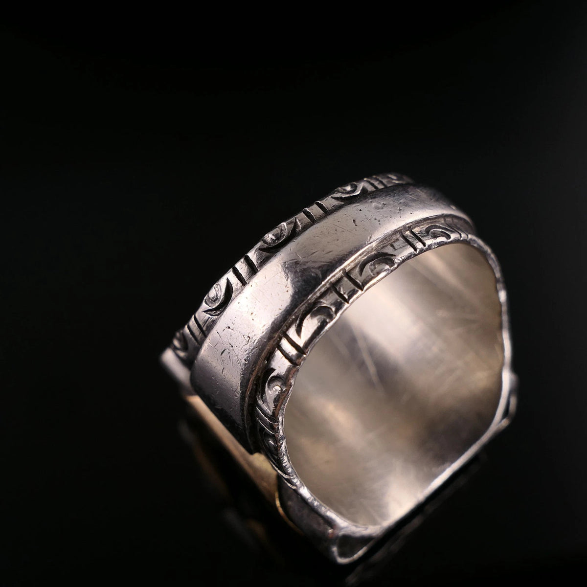 Antiker Monogrammring Siegelring Initialen HS/ SH Silberring min. 800 Silber & min. 333 Gold RG 60 (19,1 mm Ø) Vintage Alt