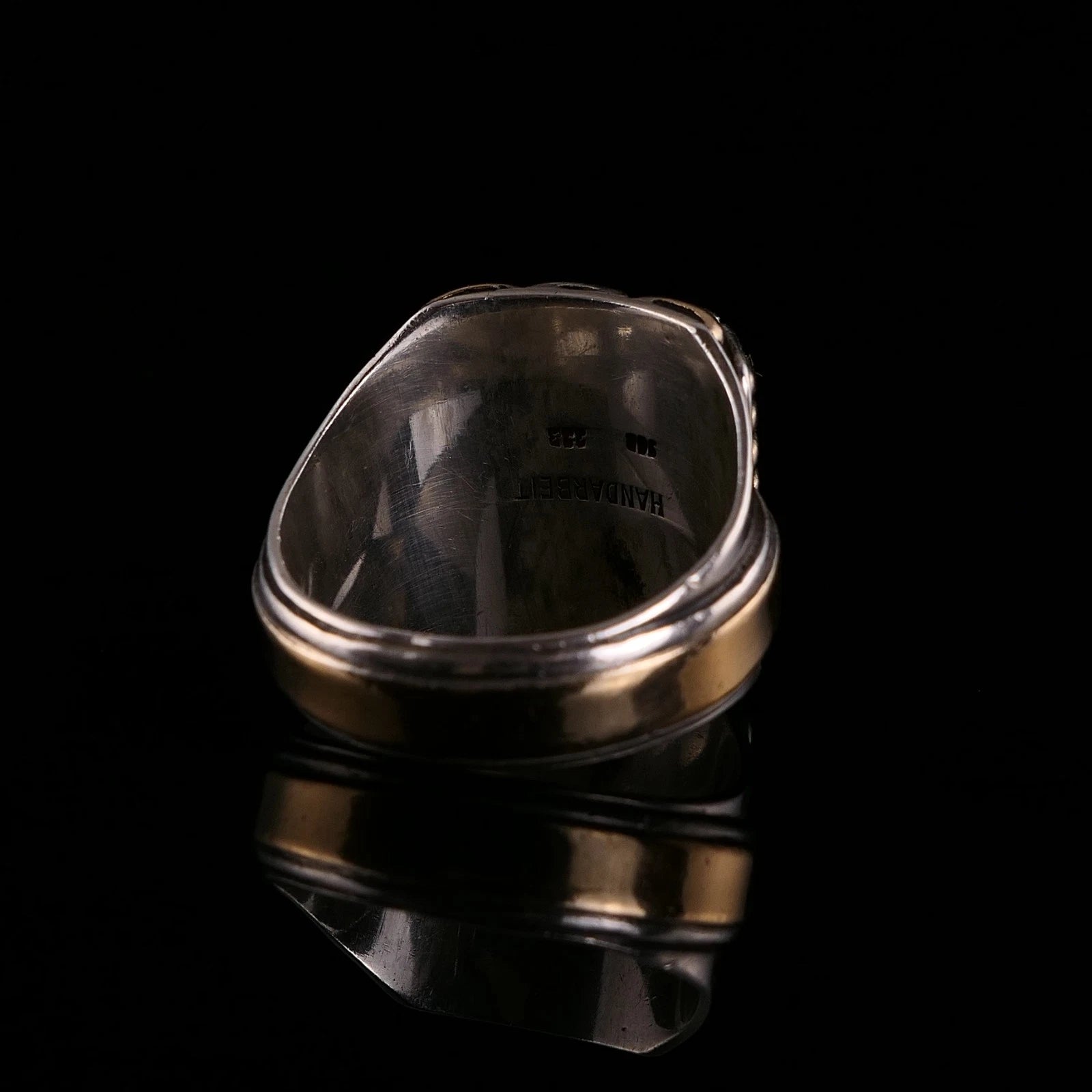 Antiker Monogrammring Siegelring Initialen HM / WH Silberring 900 Silber & 333 Gold RG 66 (21,0mm Ø) Vintage Alt