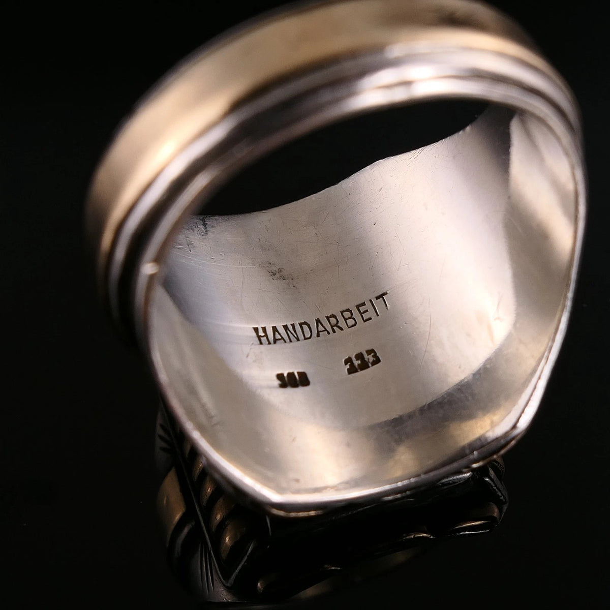 Antiker Monogrammring Siegelring Initialen HM / WH Silberring 900 Silber & 333 Gold RG 66 (21,0mm Ø) Vintage Alt