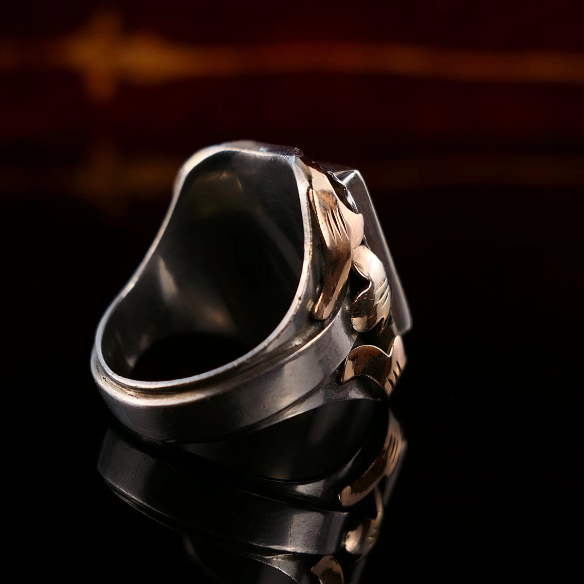 Antiker Monogrammring Siegelring Initialen WY / hM Silberring min. 800 Silber & 333 Gold RG 63 (20,0mm Ø) Vintage Alt