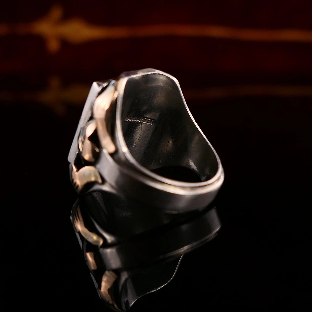 Antiker Monogrammring Siegelring Initialen WY / hM Silberring min. 800 Silber & 333 Gold RG 63 (20,0mm Ø) Vintage Alt