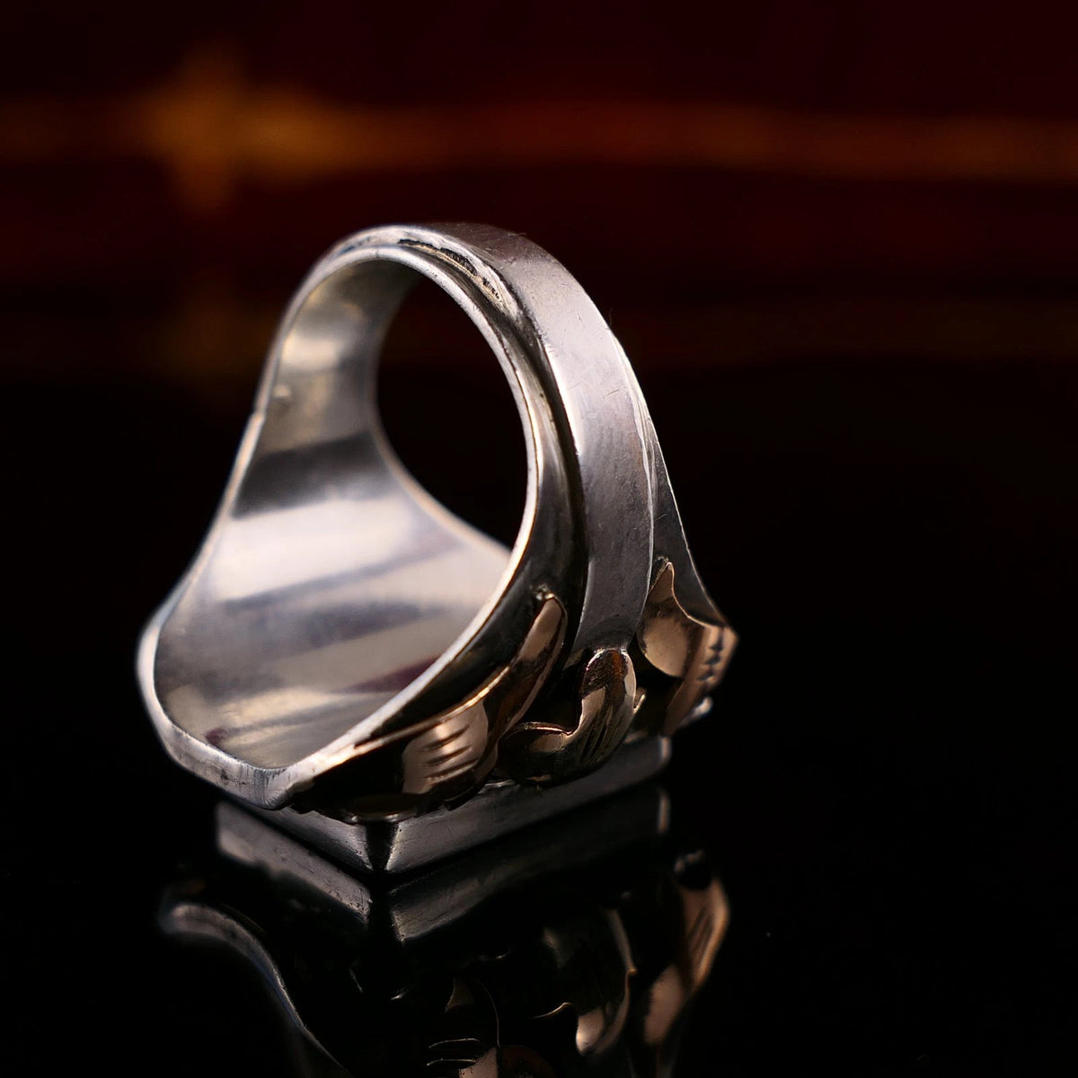Antiker Monogrammring Siegelring Initialen WY / hM Silberring min. 800 Silber & 333 Gold RG 63 (20,0mm Ø) Vintage Alt