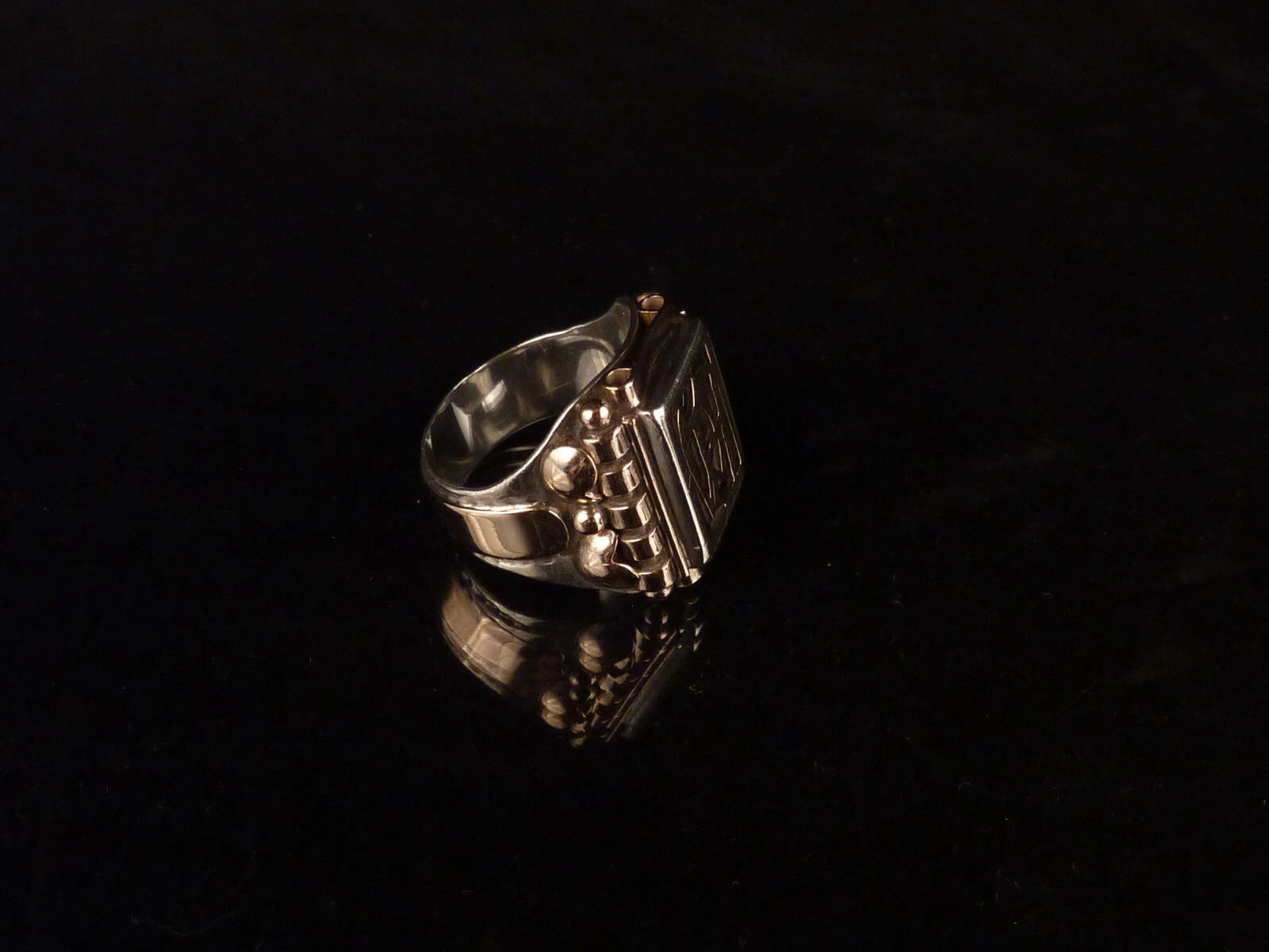 Antiker Monogrammring Siegelring Initialen WA / AW Silberring 835 Silber & min. 333 Gold RG 62 (19,7mm Ø) Vintage Alt