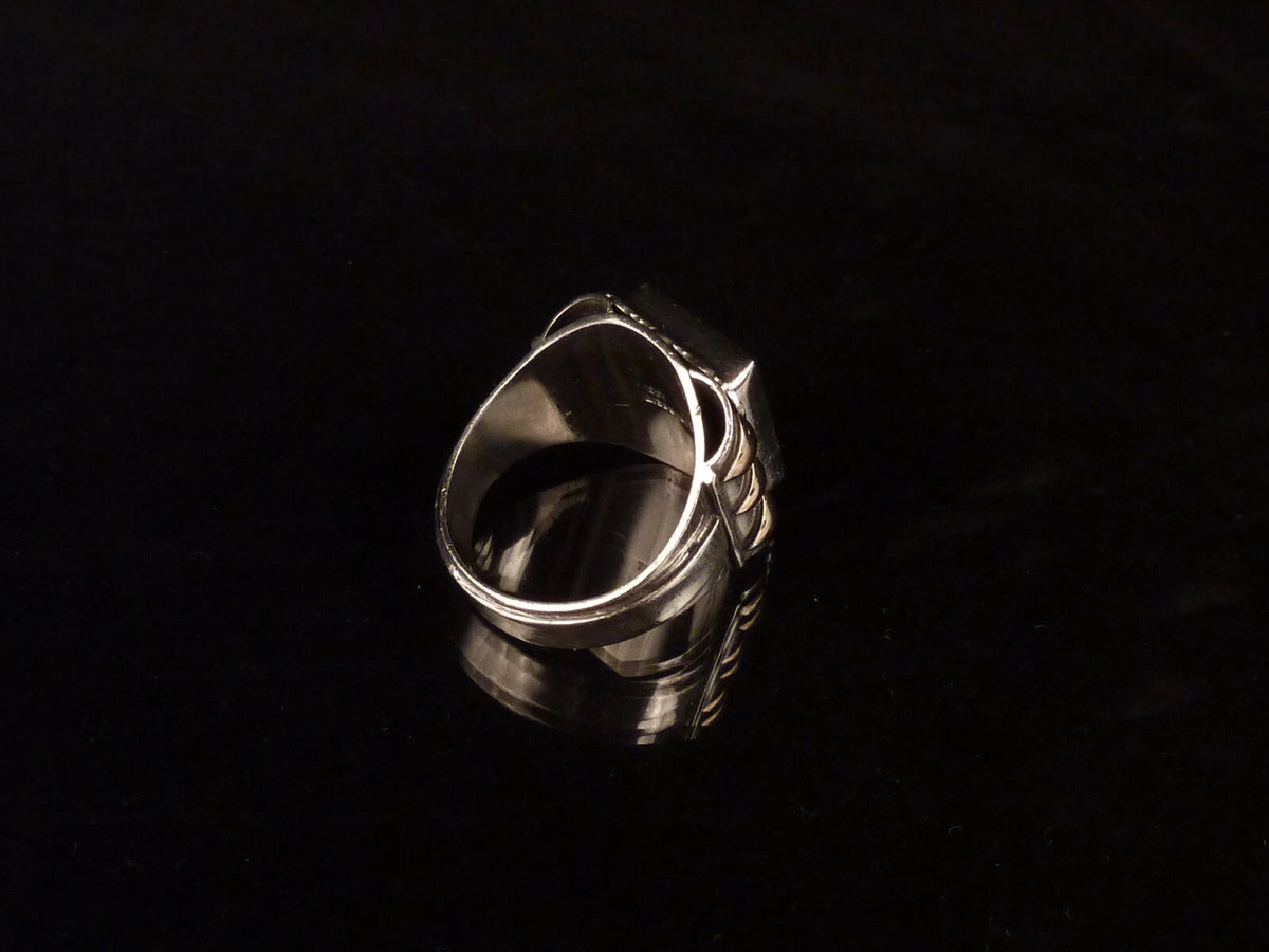 Antiker Monogrammring Siegelring Initialen OM / WO Silberring 900 Silber & 333 Gold RG 67 (21,3mm Ø) Vintage Alt