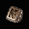 Antiker Monogrammring Siegelring Initialen OM / WO Silberring 900 Silber & 333 Gold RG 67 (21,3mm Ø) Vintage Alt