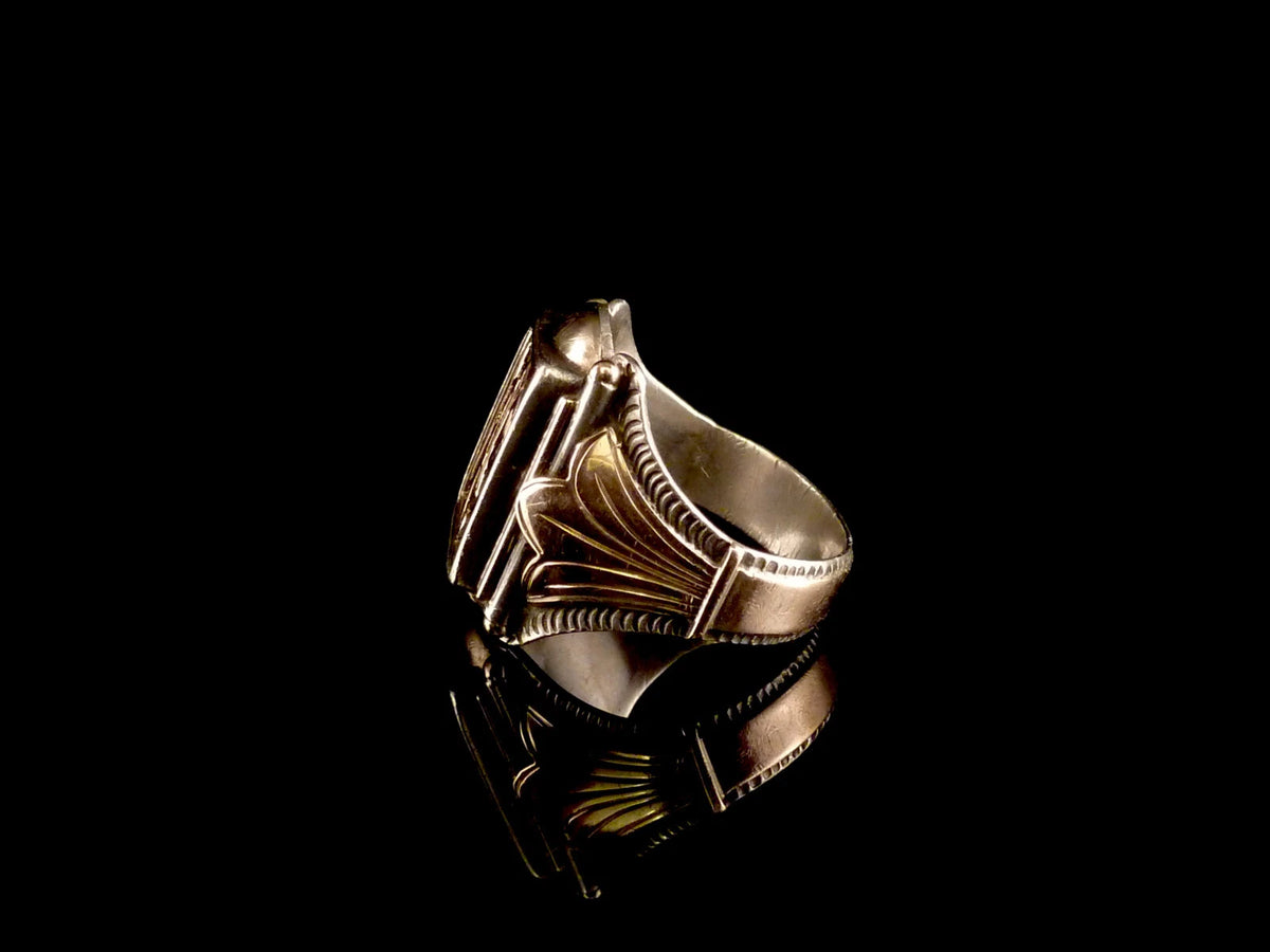Antiker Monogrammring Siegelring Initialen HP / PH Silberring 900 Silber & 333 Gold RG 67 (21,3mm Ø) Vintage Alt