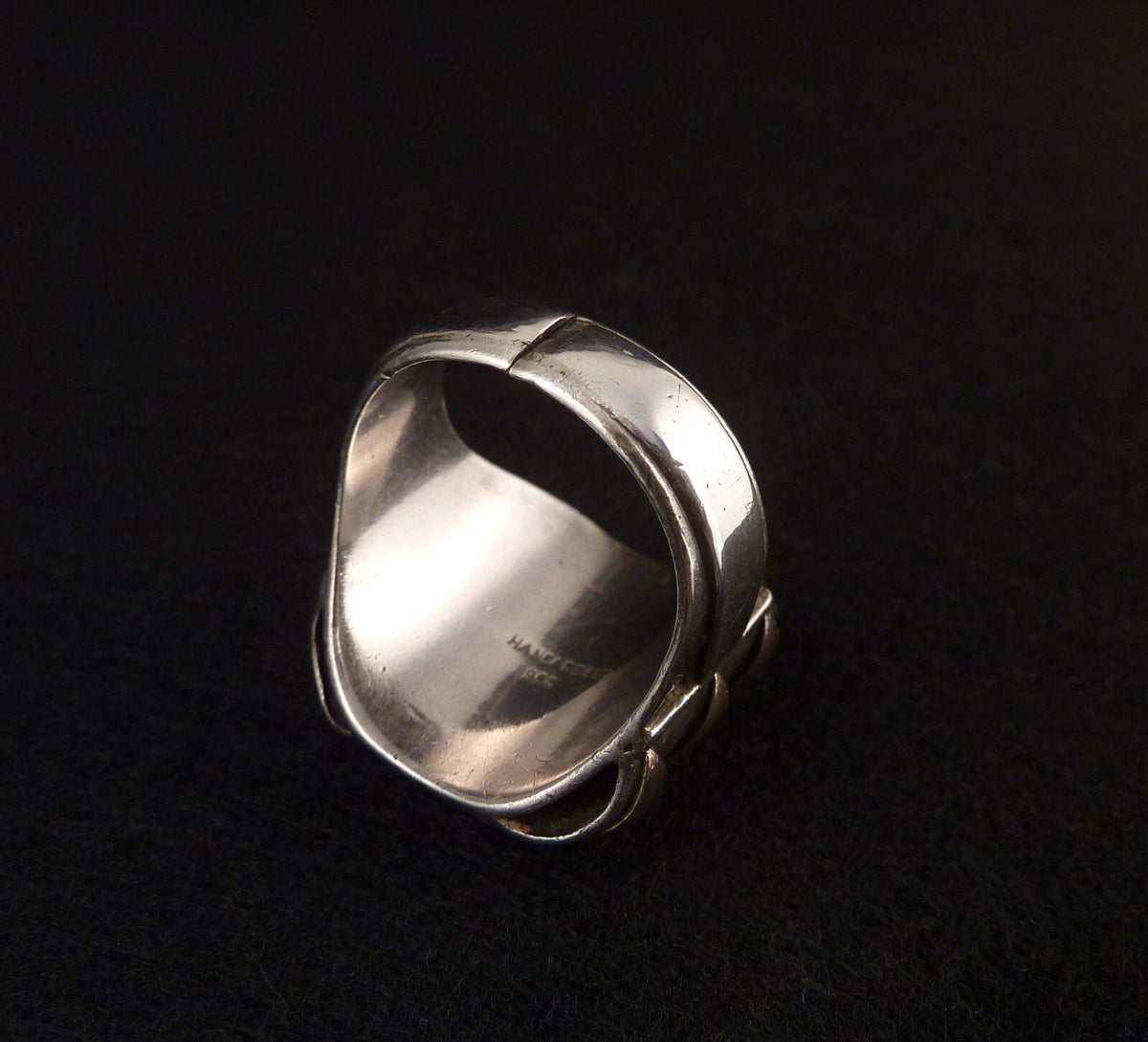 Antiker Monogrammring Siegelring Initialen GH / HG Silberring 900 Silber & 333 Gold RG 60 (19,1mm Ø) Vintage Alt