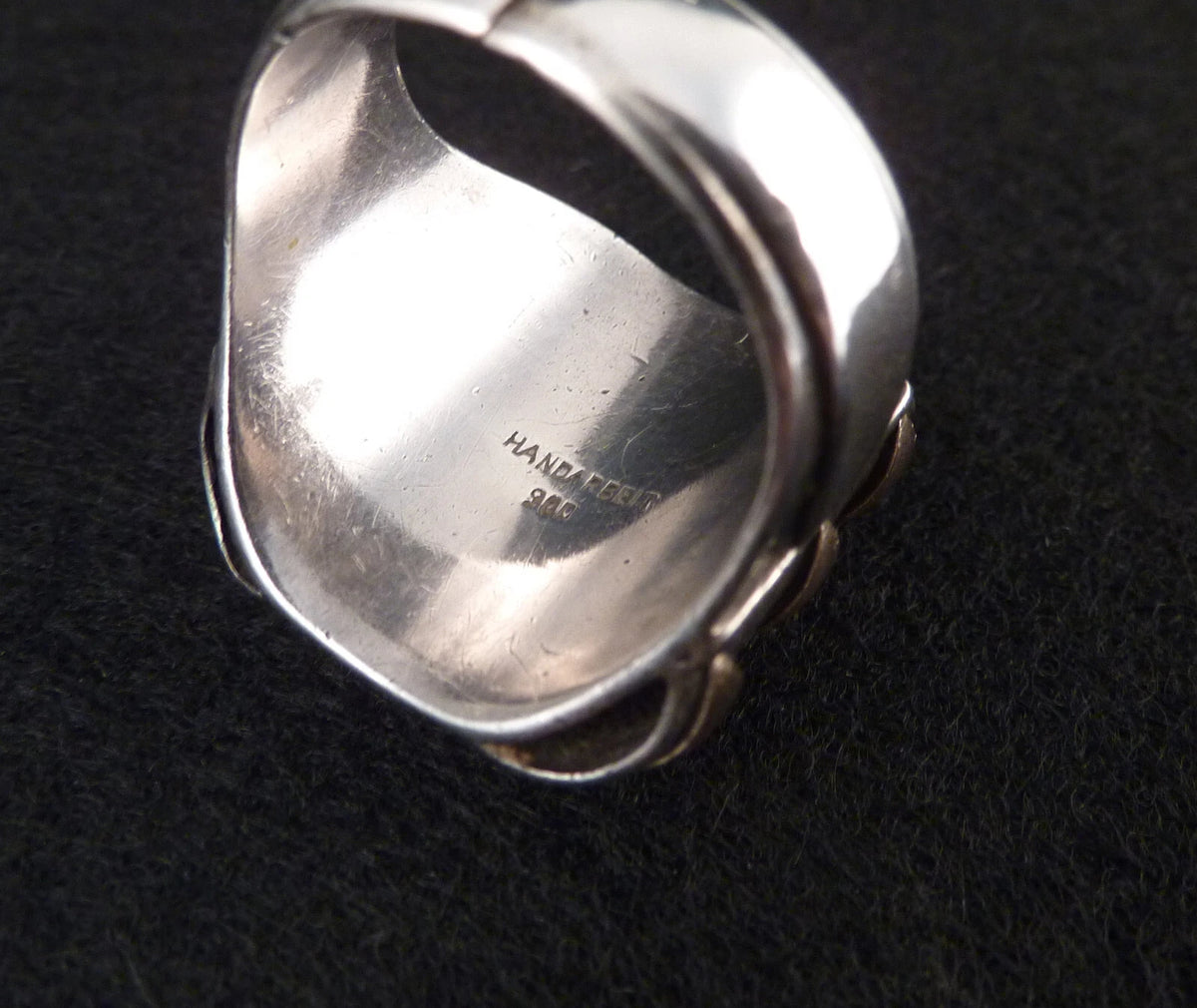 Antiker Monogrammring Siegelring Initialen GH / HG Silberring 900 Silber & 333 Gold RG 60 (19,1mm Ø) Vintage Alt