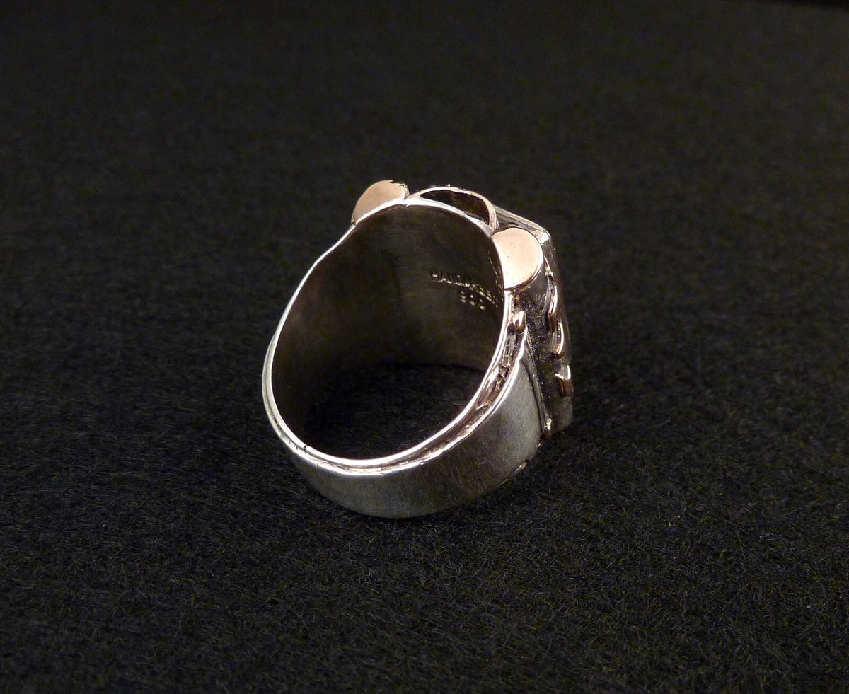 Antiker Monogrammring Siegelring Initialen VW / WV Silberring 900 Silber & 333 Gold RG 62 (19,7 mm Ø) Vintage Alt