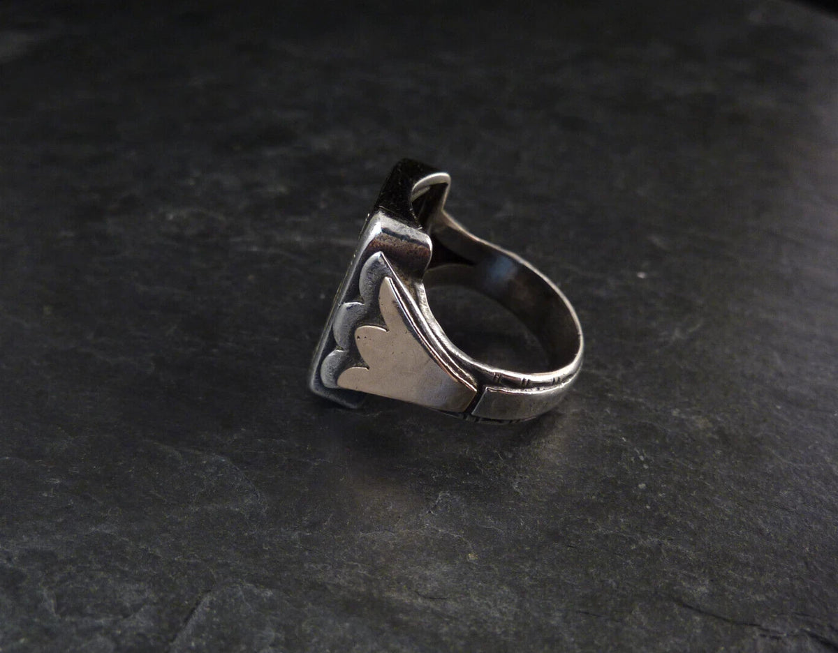 Antiker Monogrammring Siegelring Initialen TE / ET Silberring 800 Silber & 333 Gold RG 61 (19,4 mm Ø) Vintage Alt