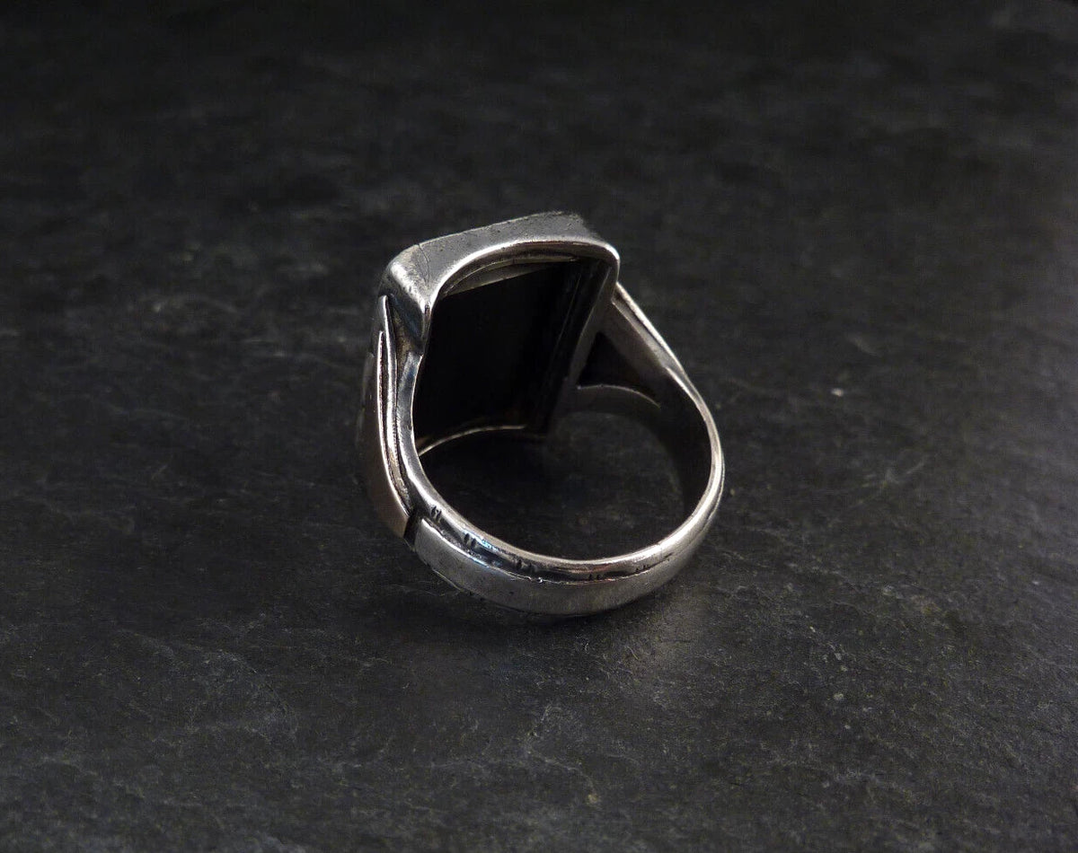 Antiker Monogrammring Siegelring Initialen TE / ET Silberring 800 Silber & 333 Gold RG 61 (19,4 mm Ø) Vintage Alt