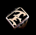 Antiker Monogrammring Siegelring Initialen TE / ET Silberring 800 Silber & 333 Gold RG 61 (19,4 mm Ø) Vintage Alt