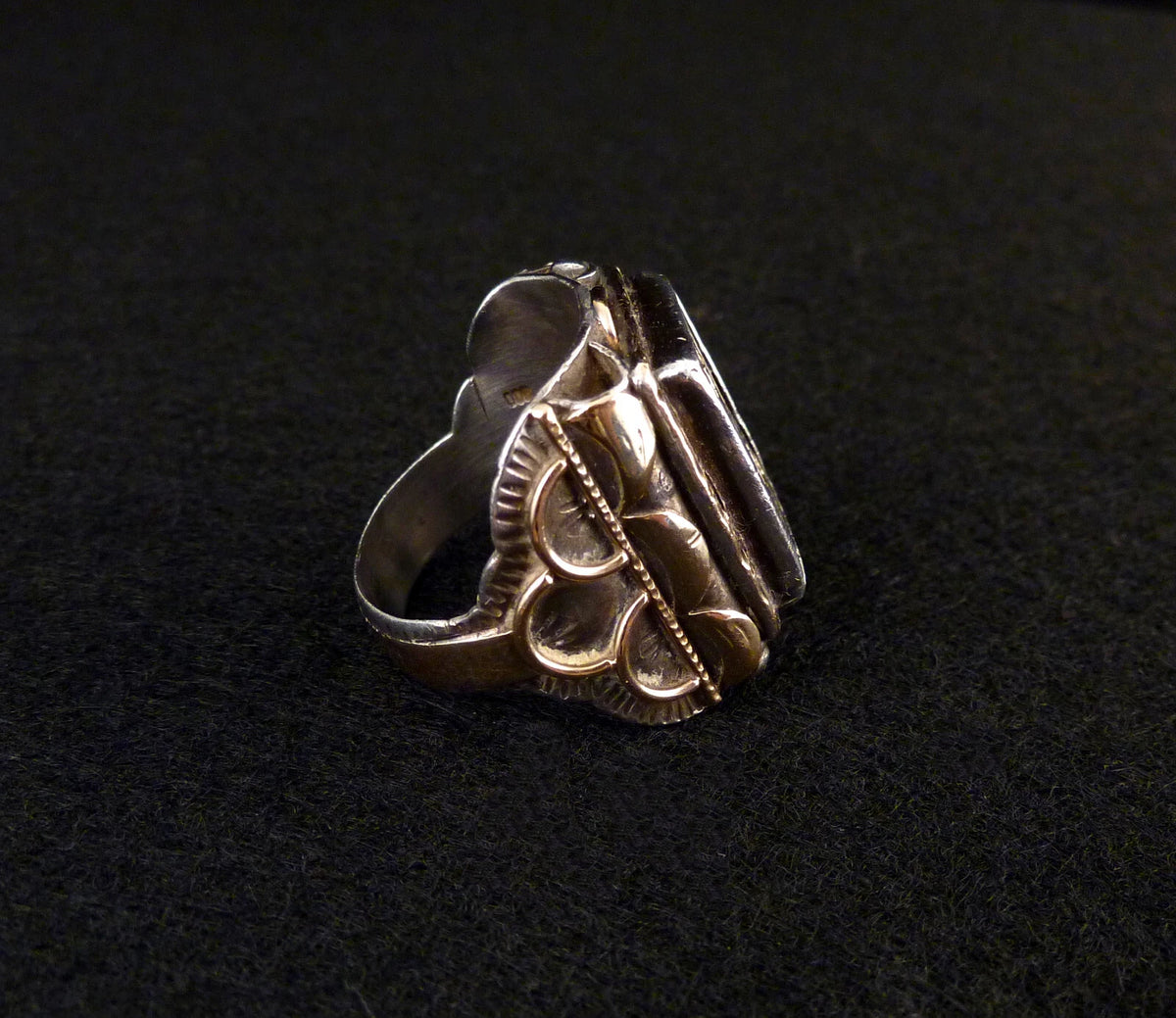 Antiker Monogrammring Siegelring Initialen HL / LH Silberring 900 Silber & 333 Gold RG 59 (18,8 mm Ø) Vintage Alt