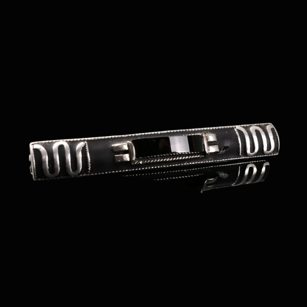 Theodor Fahrner Stabbrosche Art Déco um 1930 mit Onyx & Mattemaille aus 935 Sterling Silber