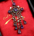 Antiker französischer Jugendstil (Art Nouveau) Lavalier / Girandole Anhänger mit Amethysten & Perlen um 1900