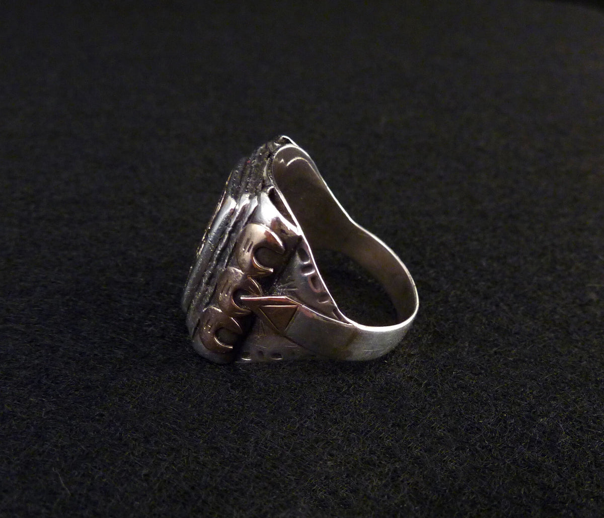 Antiker Monogrammring Siegelring Initialen DK / KD Silberring 800 Silber & 333 Gold RG 66 (21,0 mm Ø) Vintage Alt