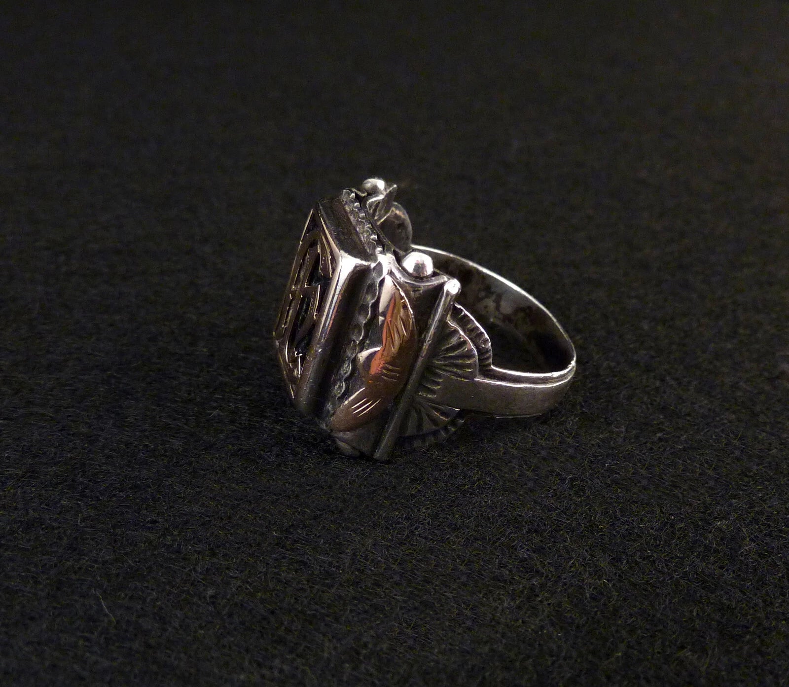 Antiker Monogrammring Siegelring Initialen HL / evtl. auch AL Silberring 800 Silber & 333 Gold RG 66 (21,0 mm Ø) Vintage Alt