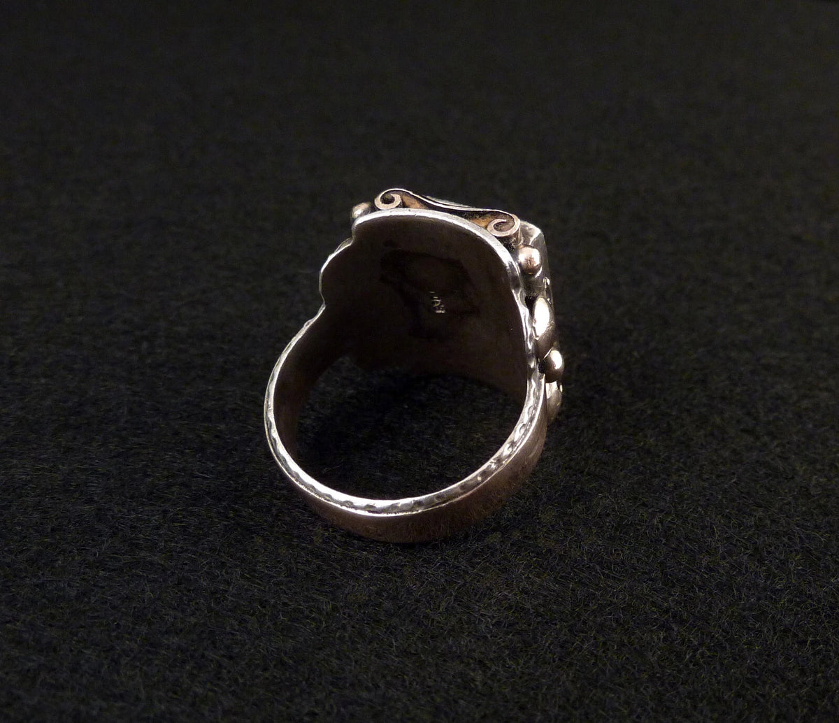 Antiker Monogrammring Siegelring Initialen WG / GW Silberring 830 Silber & 333 Gold RG 62 (19,7 mm Ø) Vintage Alt