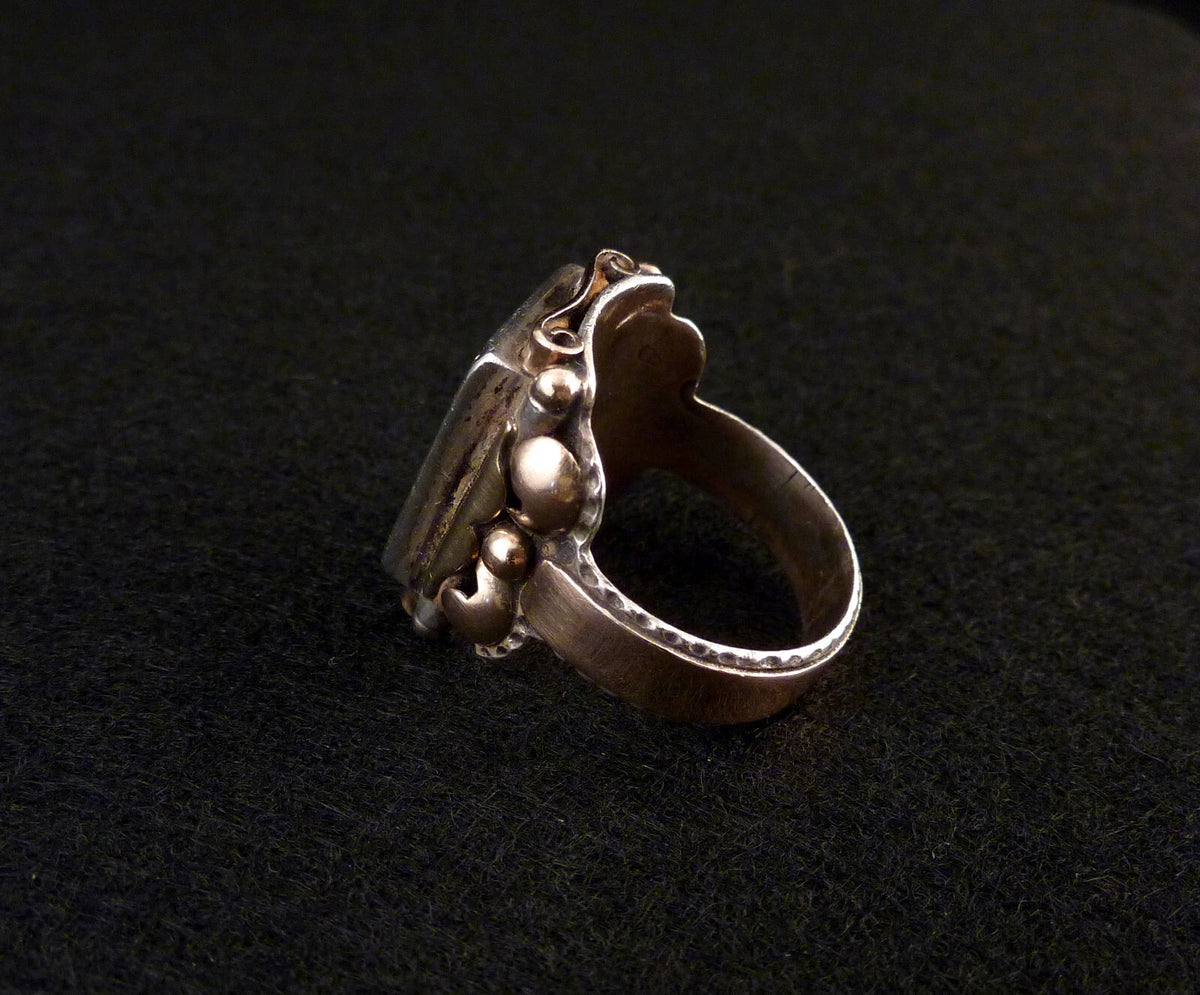 Antiker Monogrammring Siegelring Initialen WG / GW Silberring 830 Silber & 333 Gold RG 62 (19,7 mm Ø) Vintage Alt