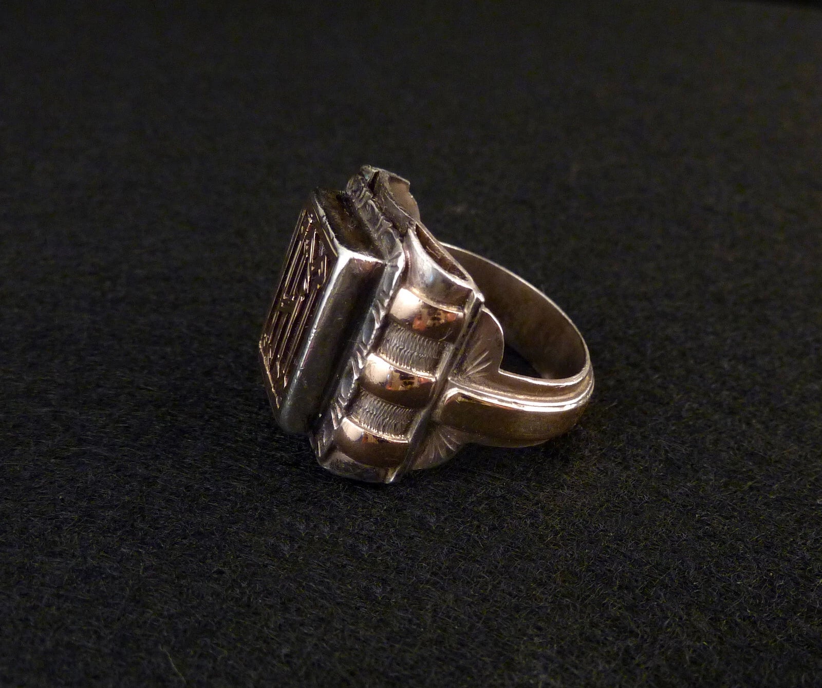 Antiker Monogrammring Siegelring Initialen WH oder HM Silberring 900 Silber & 333 Gold RG 69 (22,0 mm Ø) Vintage Alt