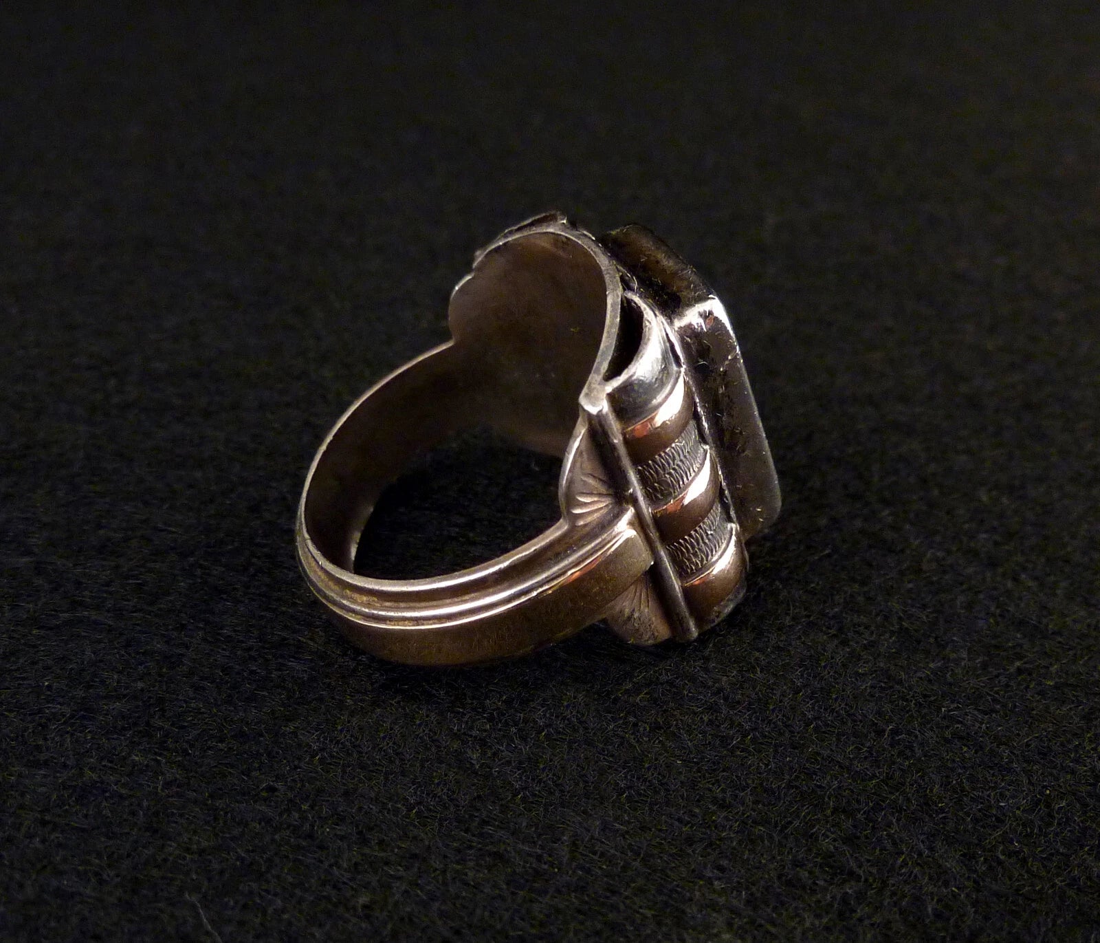 Antiker Monogrammring Siegelring Initialen WH oder HM Silberring 900 Silber & 333 Gold RG 69 (22,0 mm Ø) Vintage Alt