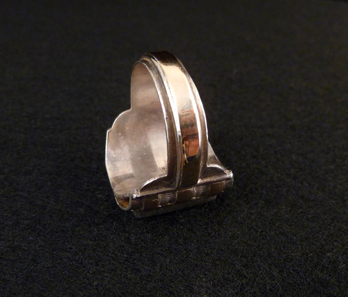 Antiker Monogrammring Siegelring Initialen WH oder HM Silberring 900 Silber & 333 Gold RG 69 (22,0 mm Ø) Vintage Alt