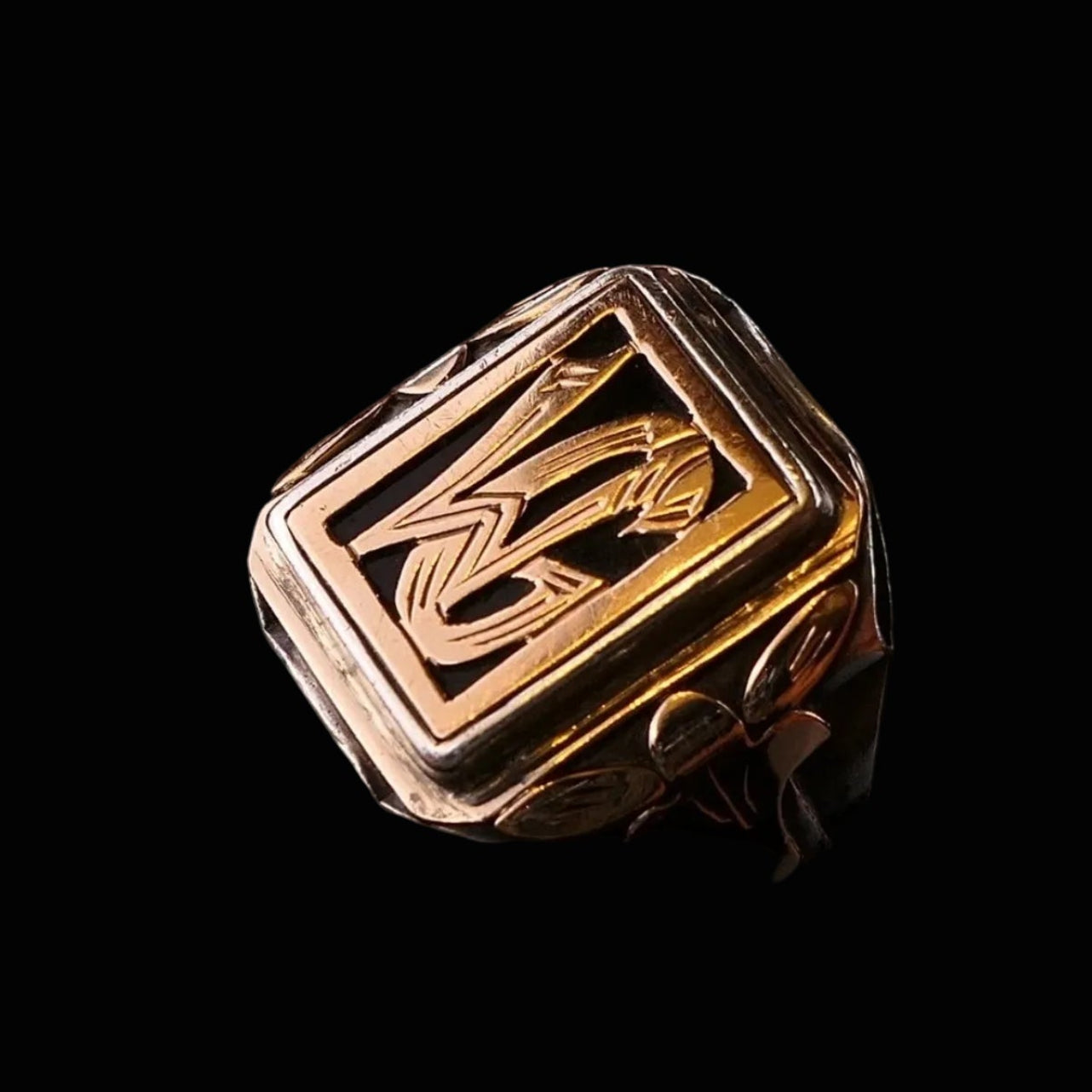 Antiker Monogrammring Siegelring Initialen WG / GW Silberring 900 Silber & 333 Gold RG 64 (20,3 mm Ø) Vintage Alt