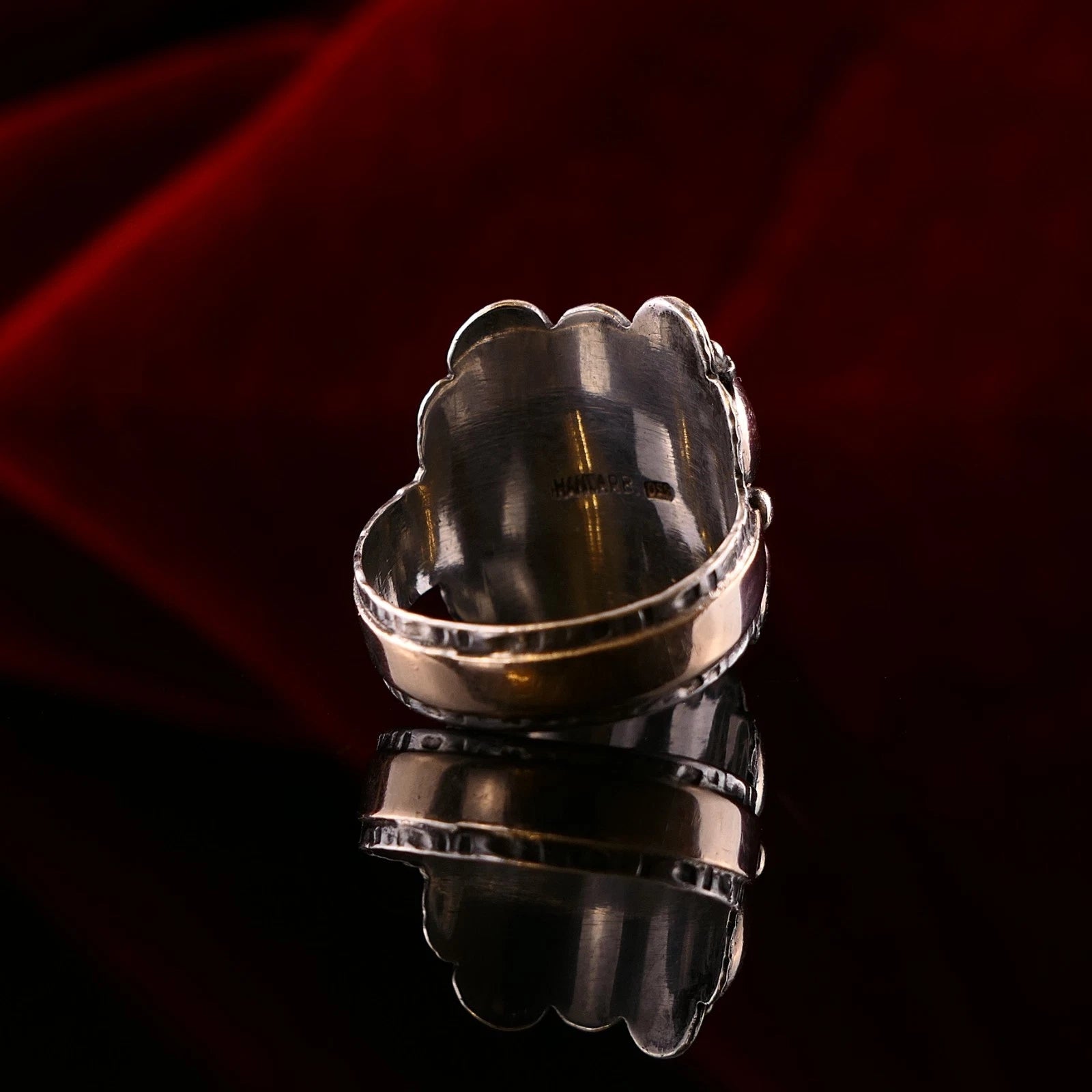 Antiker Monogrammring Siegelring Initialen WB / BW Silberring 830 Silber & 333 Gold RG 61 (19,4 mm Ø) Vintage Alt