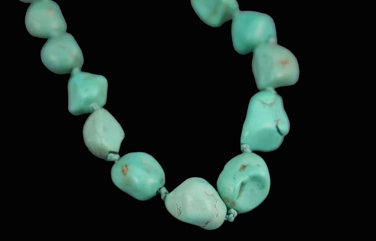 Vintage China Silber Türkis Kette Chinese Silver Export Necklace Turquoise 91cm