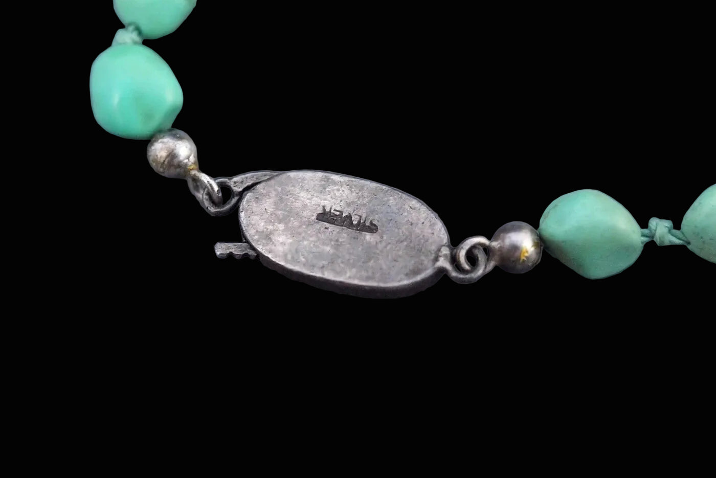 Vintage China Silber Türkis Kette Chinese Silver Export Necklace Turquoise 91cm