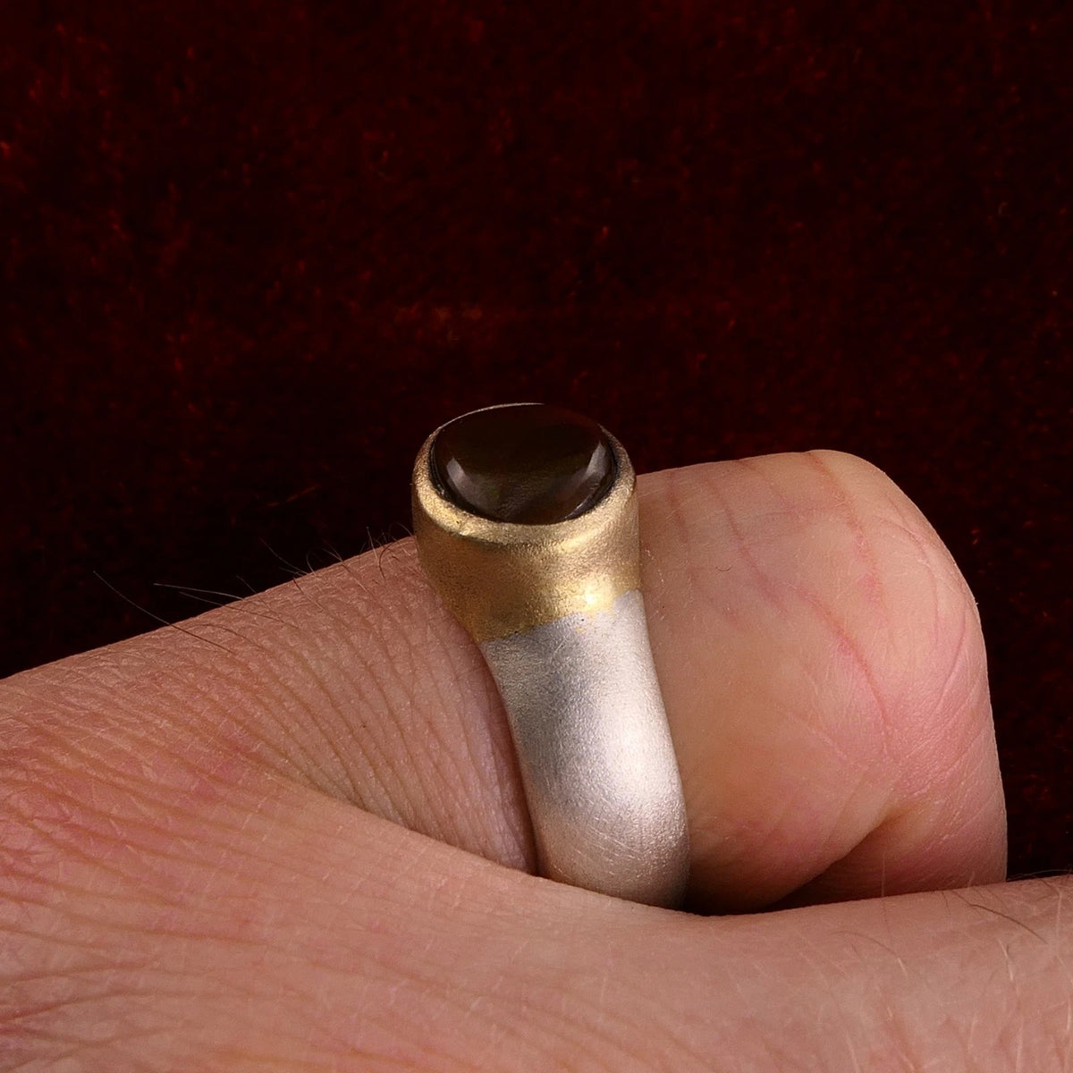 Handgefertigter Unikat Silberschmiede-Atelier Ring aus 925 Sterling Silber mit Feuerachat RG 56 (17,8 mm Ø)