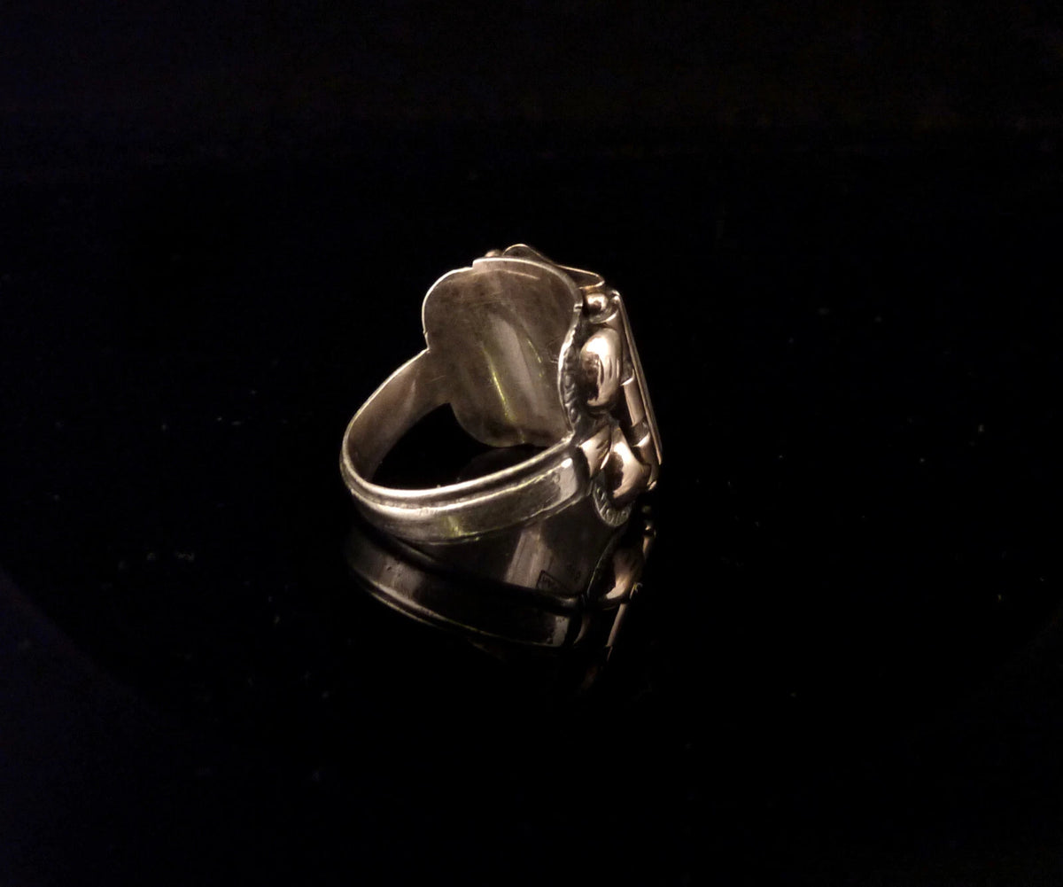 Antiker Monogrammring Siegelring Initialen WD / DW Silberring 835 Silber & 333 Gold RG 58 (18,4 mm Ø) Vintage Alt
