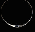 Ehinger Schwarz - Halsreif mit Streifenachat aus 925er Sterling Silber - Collier Halskette 38cm Vintage