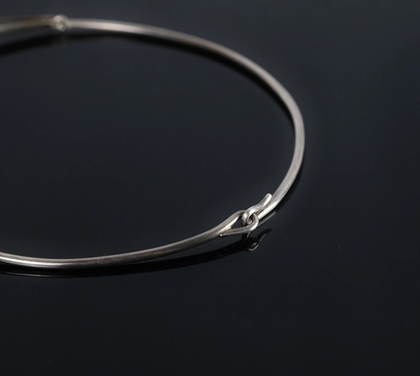 Ehinger Schwarz - Halsreif mit Streifenachat aus 925er Sterling Silber - Collier Halskette 38cm Vintage