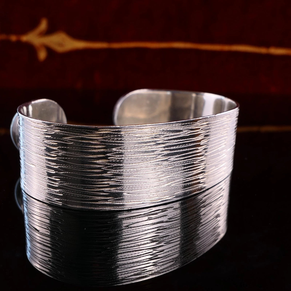 Vintage Handarbeits Armreif / Offene Armspange mit Tigerauge aus 925er Sterling Silber 18cm