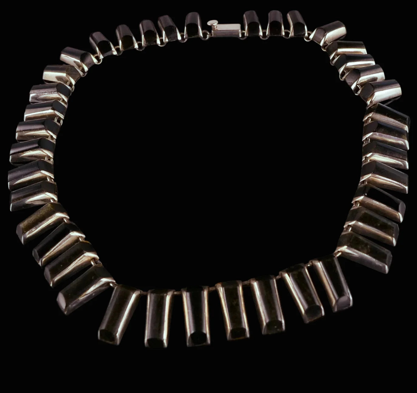 Hochwertiges Collier mit Steinbesatz aus Mexiko, Taxco aus 925er Sterling Silber - Halskette 40cm Vintage