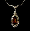 Antikes Collier - Art Déco um 1930 Collier Halskette Emaille & gelbe Paste / Glasstein 935er Silber Vergoldet
