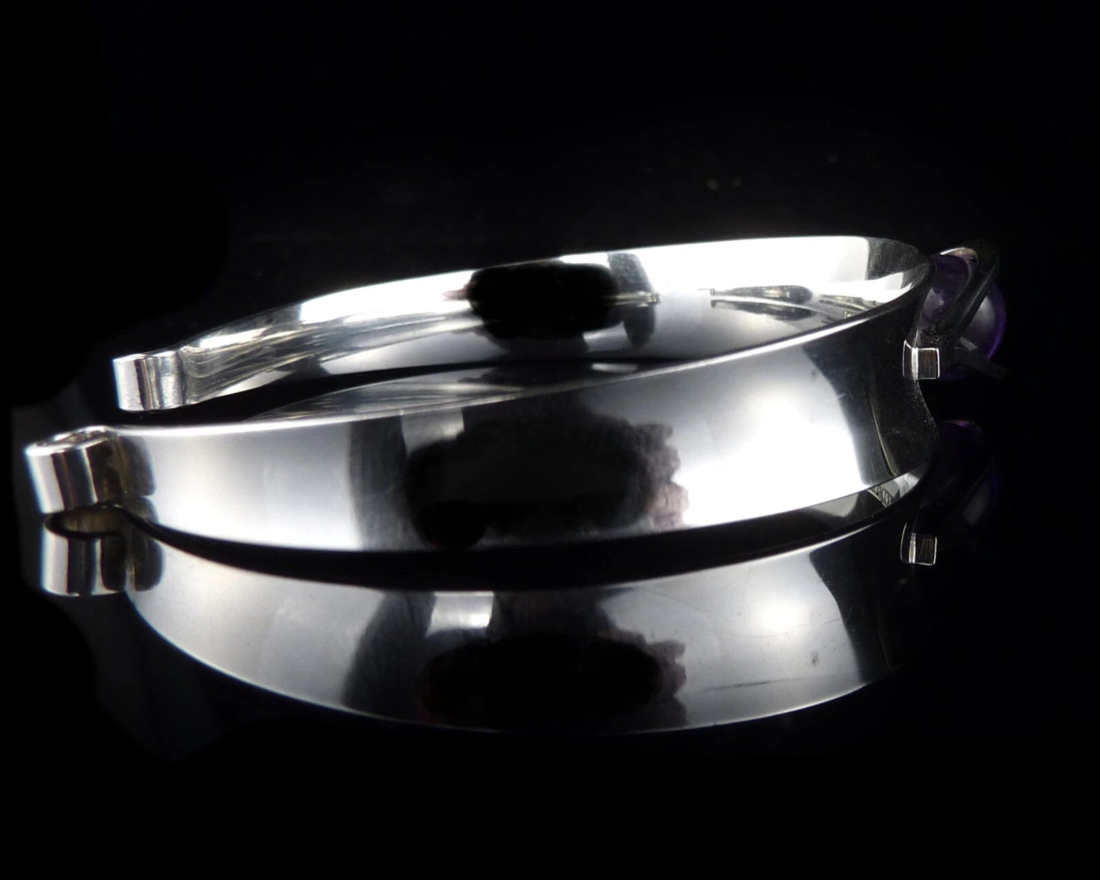 Elis Kauppi für Kupittaan Kulta Amethyst Kugel Armreif Armspange Armband aus 830 Silber 19,0cm Vintage