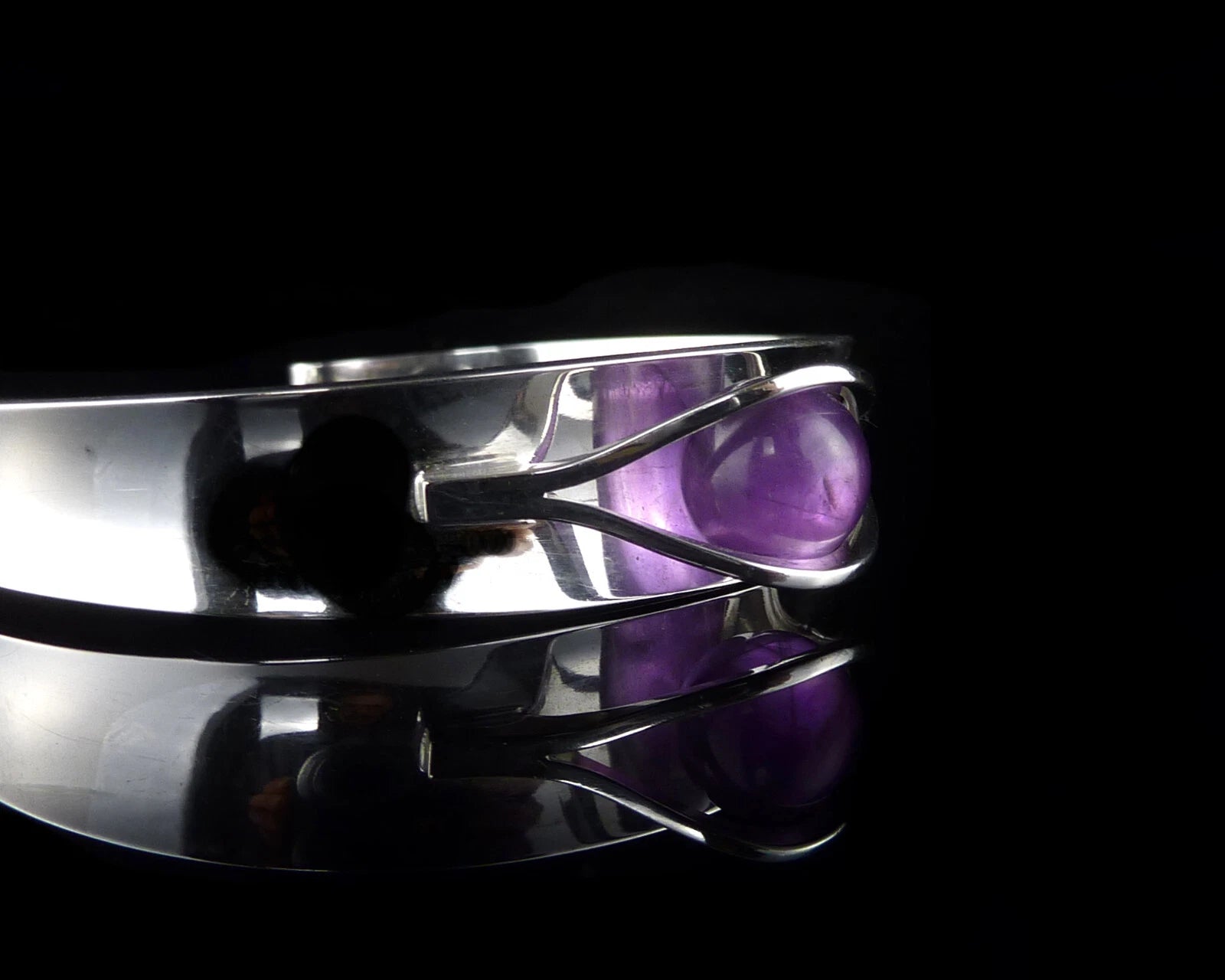 Elis Kauppi für Kupittaan Kulta Amethyst Kugel Armreif Armspange Armband aus 830 Silber 19,0cm Vintage